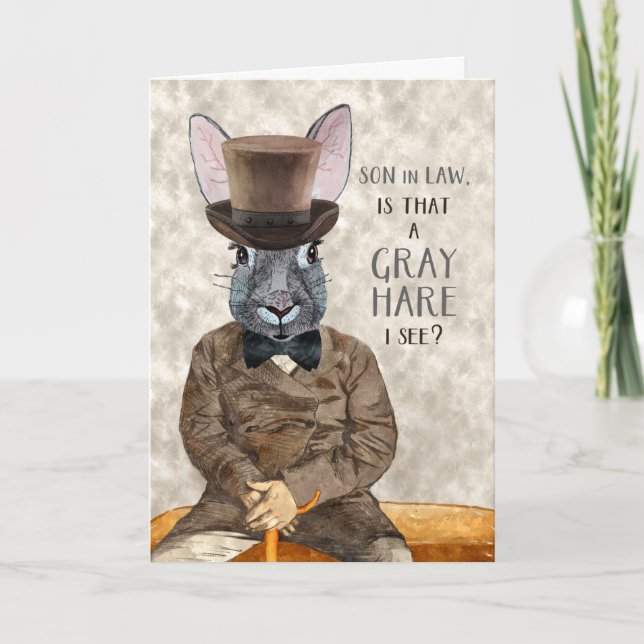 Son in Law Funny Birthday Hipster Rabbit Karte (Vorderseite)