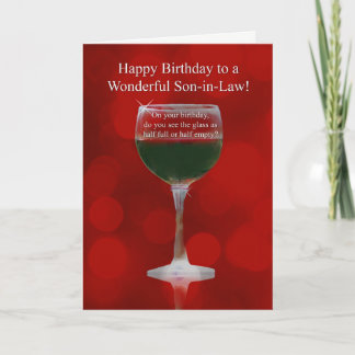 Son in Law Funny Wine Themed Happy Birthday Cheer Karte