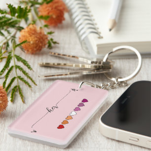 Son porte-clés acrylique coeurs lesbiens