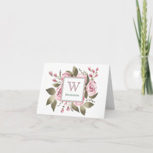 Son Rose préféré Carte pour notes Monogram