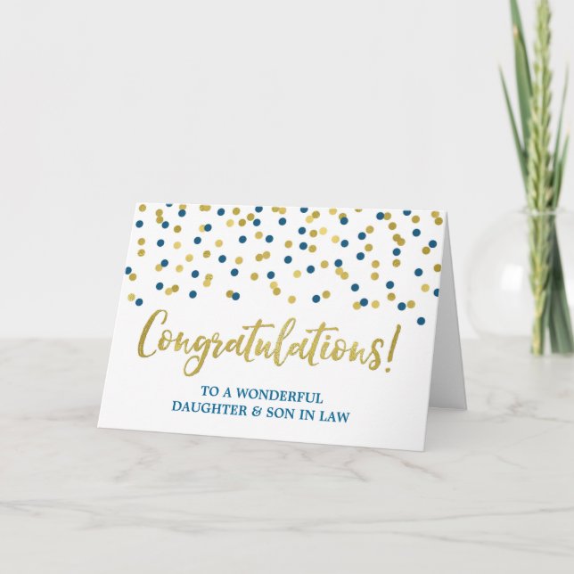 Son & Son in Law Gratulationen Blue Gold Karte (Vorderseite)