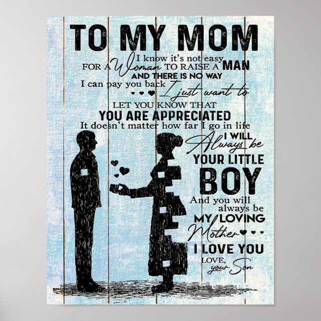 Son To Mom Gift, Personalize Letter To My Mom Gift Poster (Vorne)