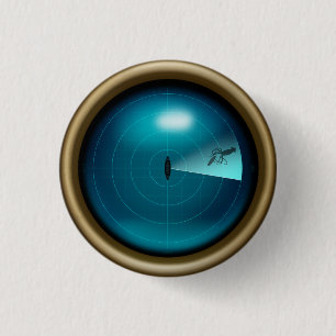 Sonarbild eines Kraken-Nautischen Steampunks Button