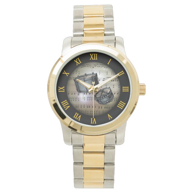 Sonare Trommeln ~ Hintergrund "The Musical Planet" Armbanduhr (Vorderseite)