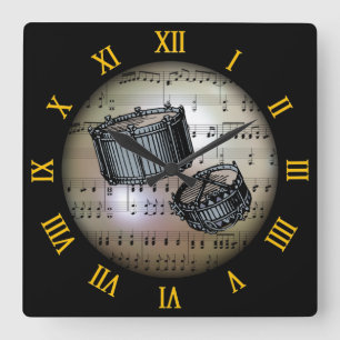 Sonare Trommeln ~ Hintergrund "The Musical Planet" Quadratische Wanduhr