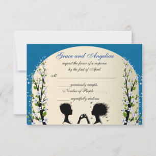 Sonata Custom Lesbian Wedding RSVP Cards Einladung