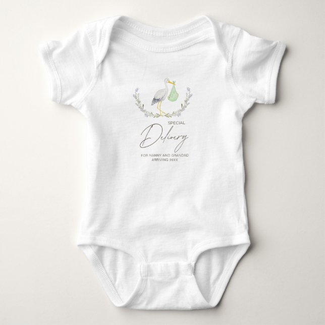 Sonderankündigung für Baby, Babydusche Baby Strampler (Vorderseite)