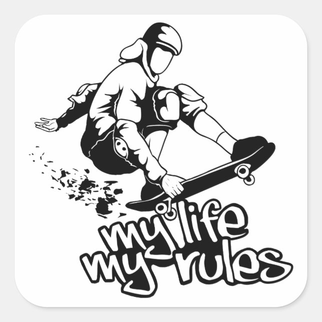 Sonderaufkleber für Skateboarding Quadratischer Aufkleber (Vorderseite)