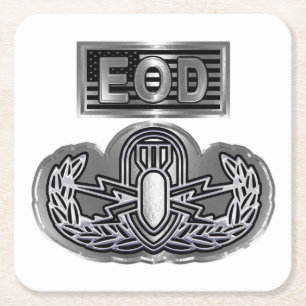 Sonderausführung "EOD Abzeichen and EOD Flag" Rechteckiger Pappuntersetzer