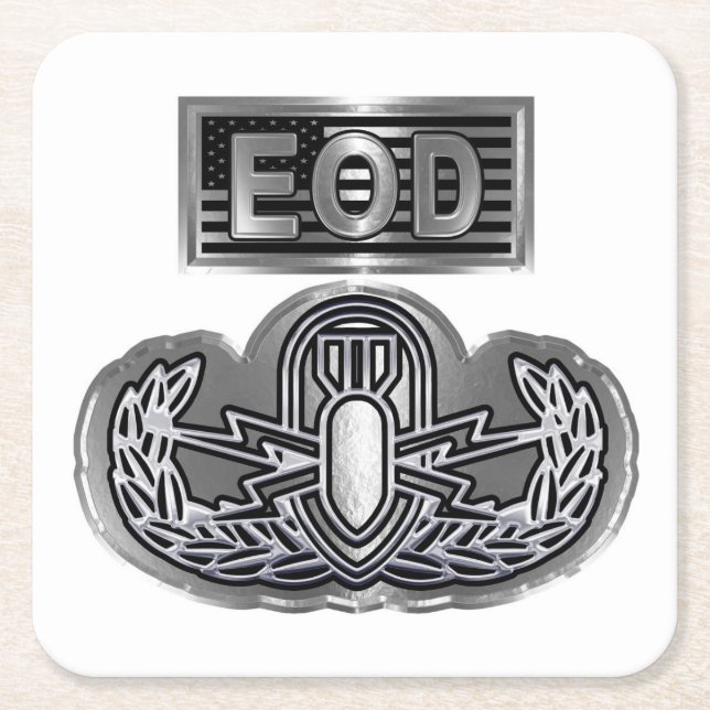 Sonderausführung "EOD Abzeichen and EOD Flag" Rechteckiger Pappuntersetzer (Vorderseite)