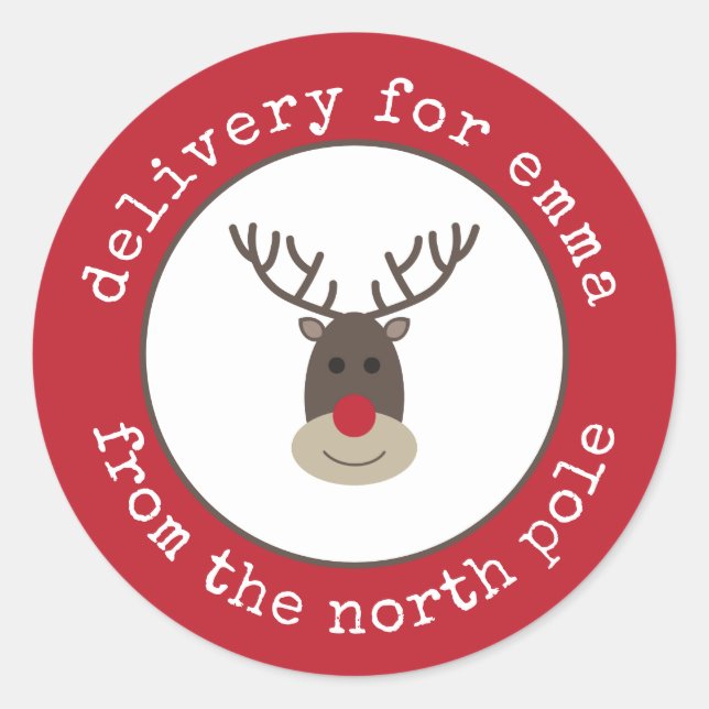 Sonderausgabe - Rudolph-Geschenkmarke für Nordpol Runder Aufkleber (Vorderseite)