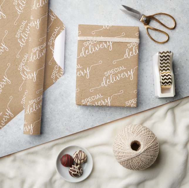 Sonderausgabe Word Art Imitate Rustic Brown Kraft Geschenkpapier (Kunsthandwerk)