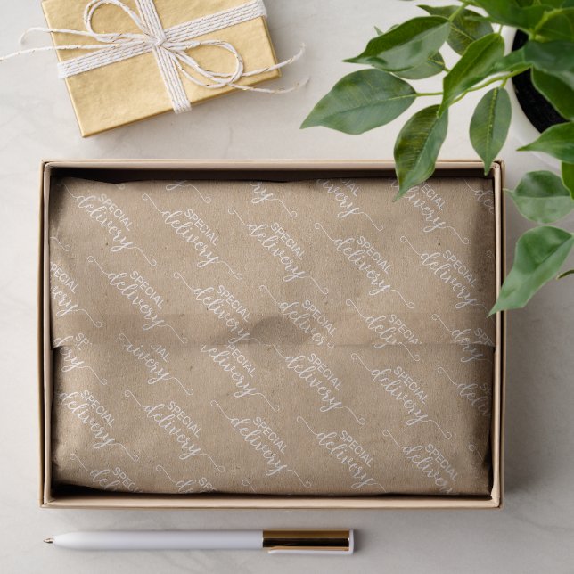 Sonderausgabe Word Art Imitate Rustic Brown Kraft Seidenpapier (Geschenk)