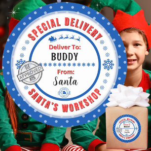 Sonderauslieferung Santa-to-Child Blue-Geschenksie Runder Aufkleber