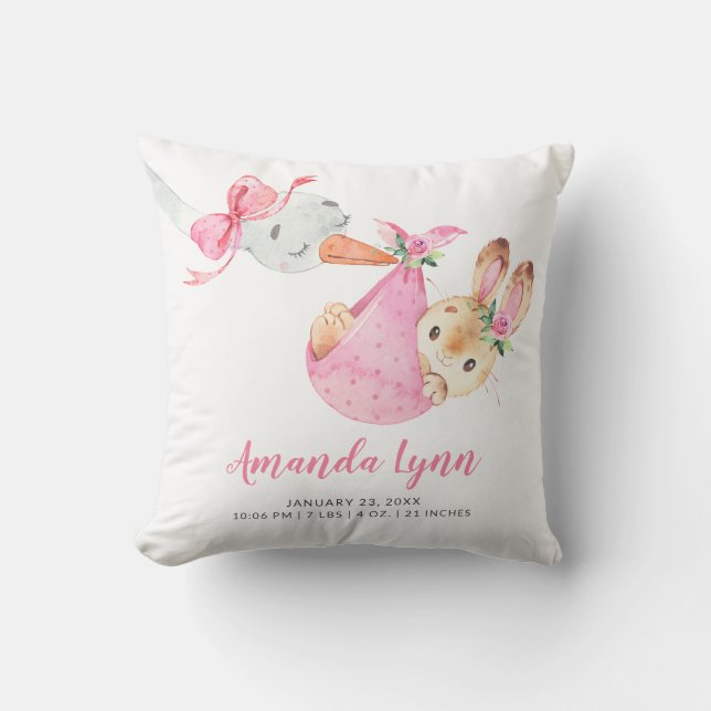 Sonderauslieferung Storch Bunny Baby Dusche Kissen (Vorderseite)