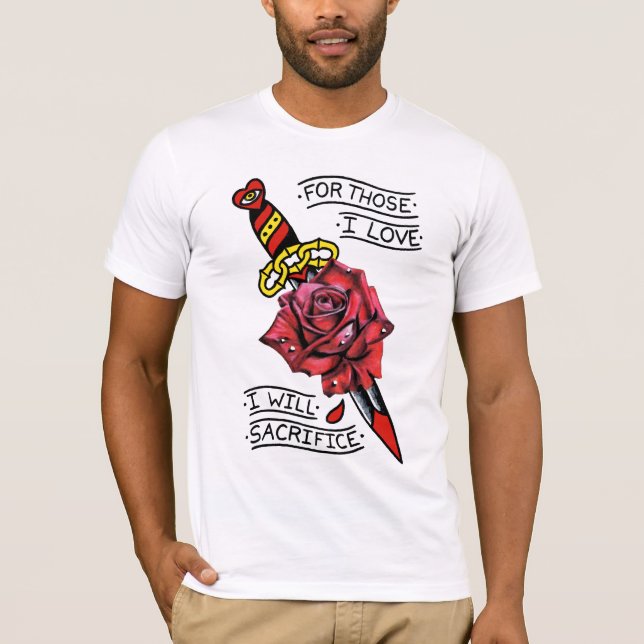 Sonderbare Gefährten Dolch und Rose T-Shirt (Vorderseite)