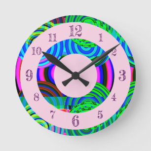 Sonderbarer bunter moderner psychedelischer Rahmen Runde Wanduhr