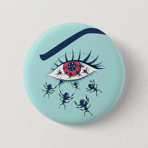 Sonderbares Creepy rotes Auge mit kriechendem Button