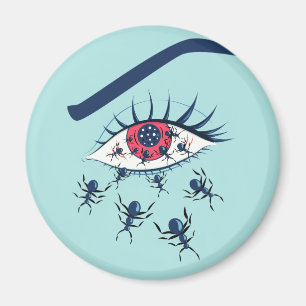Sonderbares gruseliges Red Eye mit kriechenden Magnet