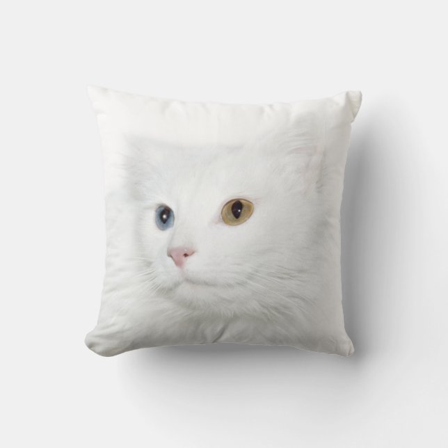 Sonderbares mit Augen weißes Katzengesicht Kissen (Vorderseite)