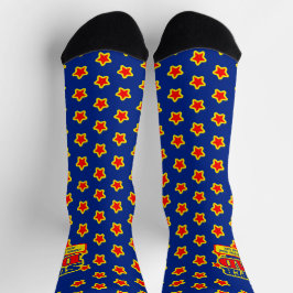 Sonderbotschaft für Super Vater Rot-Gelber Stern Socken
