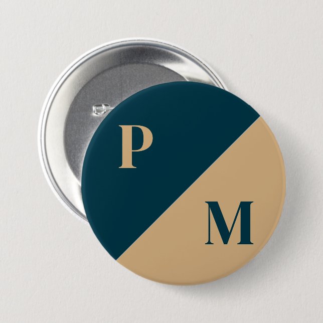 Sonderinitialen mit Gold und Blauer Kontrast Button (Vorne & Hinten)