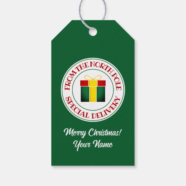 Sonderlieferung aus dem Nordpol Weihnachten Geschenkanhänger (Rückseite)