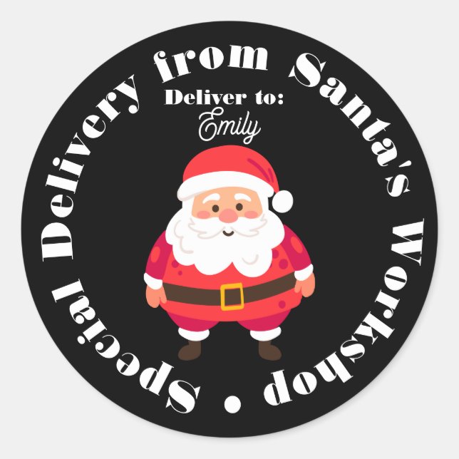Sonderlieferung aus dem Santa's Workshop Runder Aufkleber (Vorderseite)