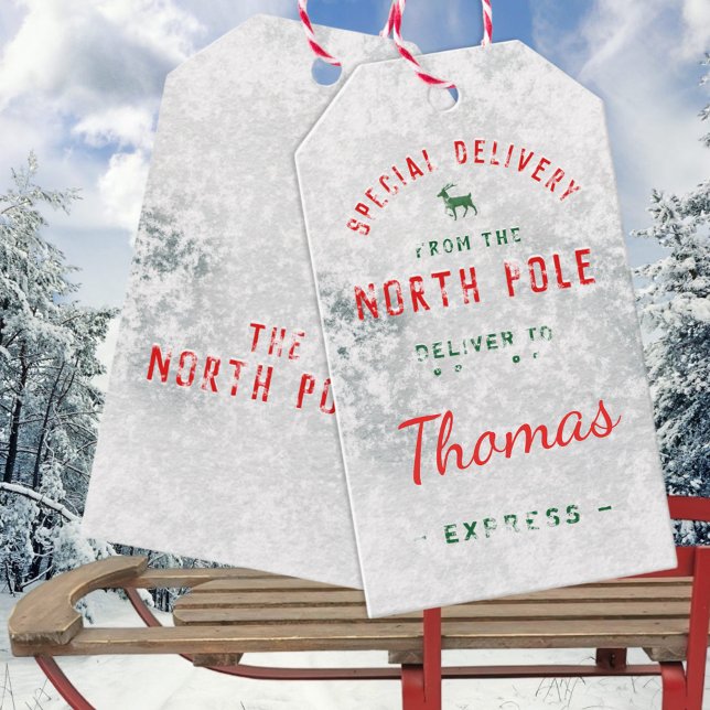 Sonderlieferung aus der Nordpol-Snowy Icy Geschenkanhänger (Special Delivery From The North Pole Snowy Icy Christmas Holiday Gift Wrapping Name Tags)