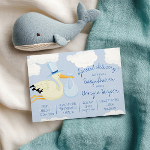 Sonderlieferung! Blue Stork Baby Dusche Einladung