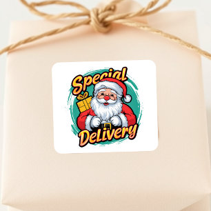 Sonderlieferung für den niedlichen Weihnachtsmann Quadratischer Aufkleber