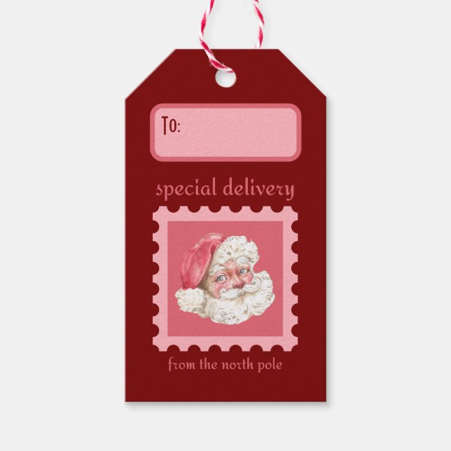 Sonderlieferung für Retro-Papier Briefmarke Weihna Geschenkanhänger (Vorderseite)