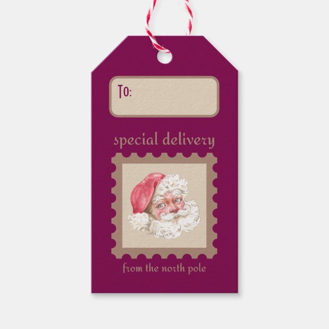 Sonderlieferung für Retro-Papier Briefmarke Weihna Geschenkanhänger (Vorderseite)
