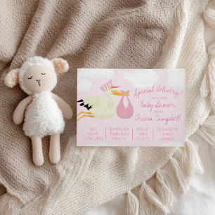 Sonderlieferung! Pink Stork Baby Dusche Einladung