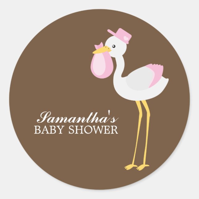 Sonderlieferung Rosa Storch Runder Aufkleber (Vorderseite)