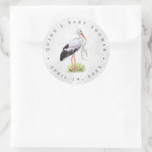 Sonderlieferung Storch Baby Shower Favor Aufkleb Runder Aufkleber