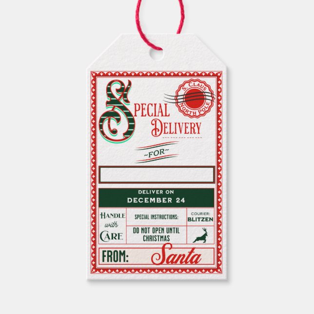 Sonderlieferung vom Santa | Geschenkmarke Geschenkanhänger (Vorderseite)