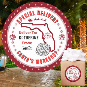 Sonderlieferung von Santa bis Kind in Florida Runder Aufkleber