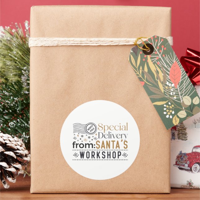 Sonderlieferung Weihnachtswerkstatt Weihnachten Runder Aufkleber (Feiertag)