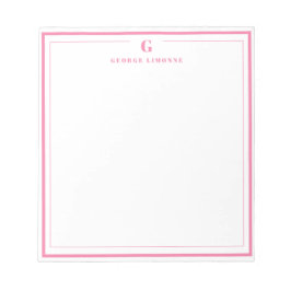 Sondermonogramm Rosa Rand Briefpapier  Notizblock
