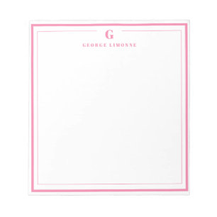 Sondermonogramm Rosa Rand Briefpapier Notizblock