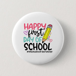 Sonderpädagogin Glücklicher erster Schultag Button
