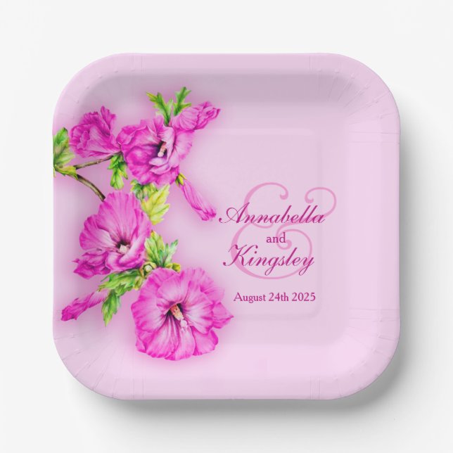 Sonderpapiertafel für Hochzeitstich-Hibiskus Pappteller (Vorderseite)