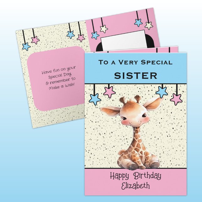 Sondersieggiraffe Kinder zum blauen Geburtstag Karte (Von Creator hochgeladen)