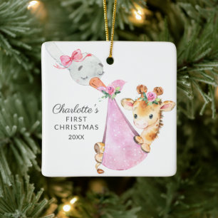 Sonderversand Baby's First Christmas Giraffe Keramikornament