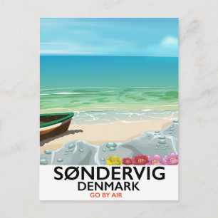 Søndervig Denmark beach travel poster Postkarte