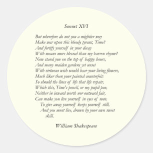 Sonett # 16 durch William Shakespeare Runder Aufkleber