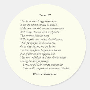Sonett # 6 durch William Shakespeare Runder Aufkleber