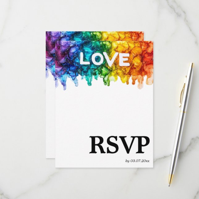 🌈 Song Anfrage LGBTQ mit Liebe Hochzeit bemalt RSVP Karte (Vorderseite/Rückseite Beispiel)
