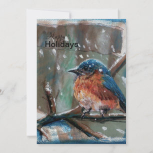 Song Bird Adorable Little Winter Blue Bird Feiertagskarte